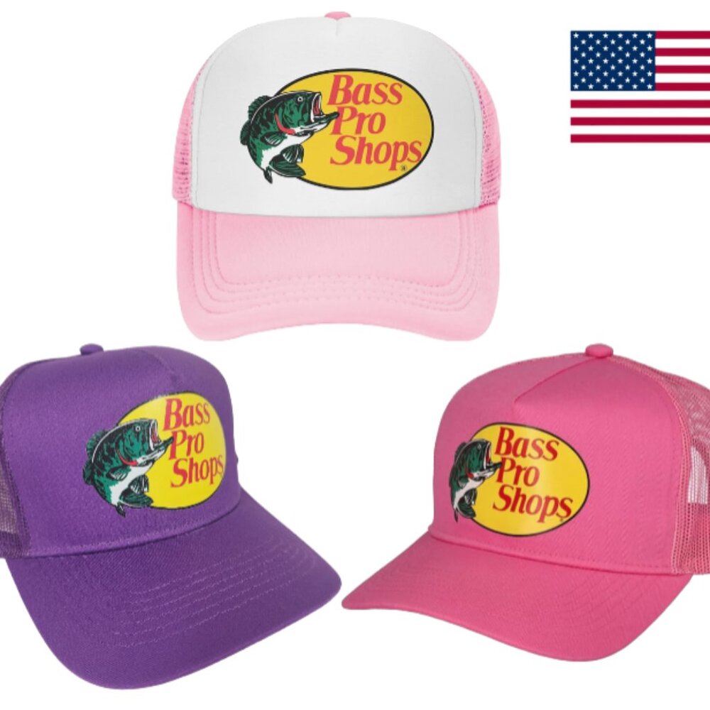 Bass Pro Shops Hat Pink Baseball Hat Meshback Adjustable Snapback Women Adults